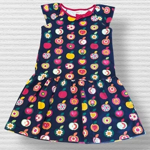 Gymboree Girls Apple Ponte Peplum Dress - Apple Orchard - Blue Size 6 - Picture 1 of 4