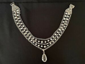  SAFIA DAY Multi Strand Natural Pearl Sterling Necklace w/ Rock Crystal Pendant