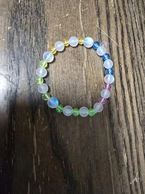 Pulsera Multicolor Brilla en la Oscuridad Cuentas, Piedra Luna Blanca y Cambio de Color Foto 1 de 2