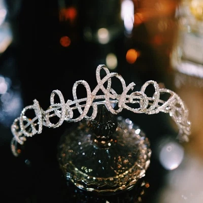 Princesa irregular circón boda diademas coronas perlas accesorio para el cabello de novia Foto 1 de 4