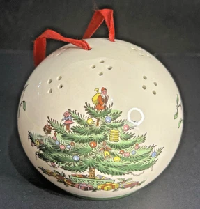 Spode Christmas Tree Design Pomander Potpourri Halter Kugel Ornament England Vintage - Bild 1 von 8