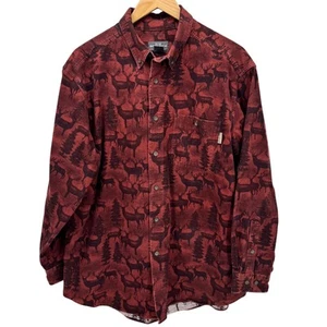 Woolrich camicia flanella uomo grande stampa cervo buck bottoni manica lunga - Foto 1 di 9