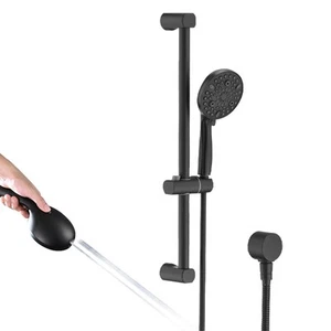 Handheld Shower Head with 10 Functions - Faucet Slide Bar Handheld Matte Black - Picture 1 of 6