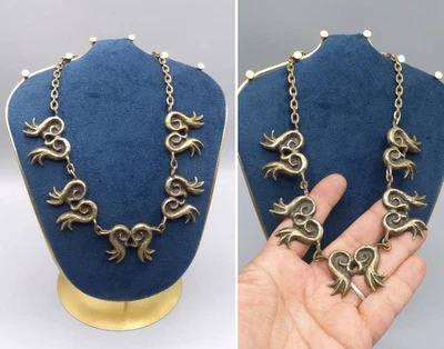 Ancien Collier en Bronze - era Line Vautrin non signé - Old Necklace 1950's - Photo 1/4