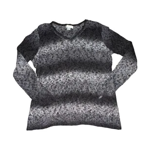 Christopher & Banks Light Weight, Diamond Knit Sweater-Black/Gray-Size L-GUC - Picture 1 of 5