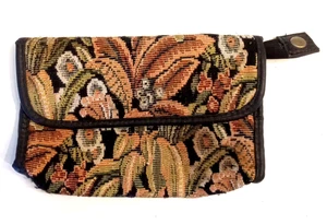 Tapestry Makeup Bag Floral Print Clutch Purse Beauty Case with Mirror - Bild 1 von 4