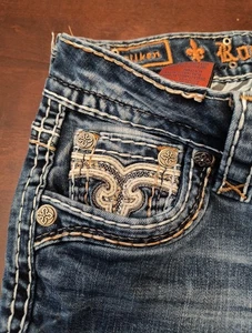 Rock Revival Silken Damen Mid Rise Boot Cut Jeans 27 Western Rock EUC - Bild 1 von 12