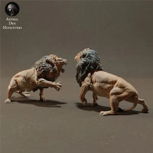 Lions Fighting – 3D Printed Model - Unpainted - Animals Miniatures - Imagen 1 de 5
