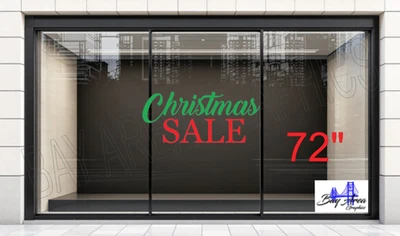 Christmas SALE Sign Vinyl Window Sticker Waterproof Oracal 651 Store Display - Image 1 of 4