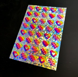 XL HERZ REGENBOGEN Sticker Decalbogen Prisma Prismatic Holo Folie Holografisch - Bild 1 von 6