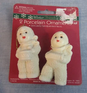 NATALE VINTAGE 2 ADDOBBI PORCELLANA NEVI - Foto 1 di 2