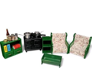 Vintage Sylvanian Families 1985 Family Room Kitchen Set Calico Critters 1980's  - Picture 1 of 9