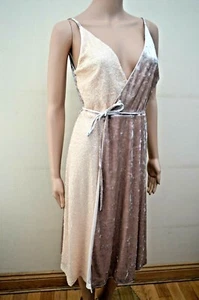 New Next Nude Sequin & Velvet Wrap Dress Sz UK 10 12 reg & petite - Picture 1 of 5