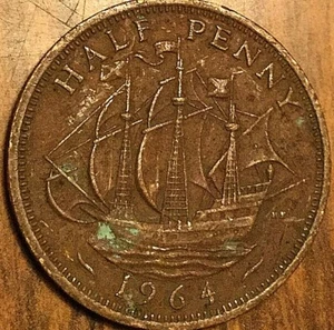 1964 UK GREAT BRITAIN HALF PENNY - Picture 1 of 2