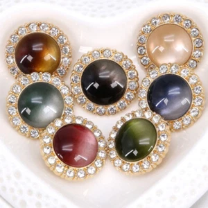 6X Round Buttons Diamond Trim Material for Overcoat Costume Sew Gradient Color - Picture 1 of 17