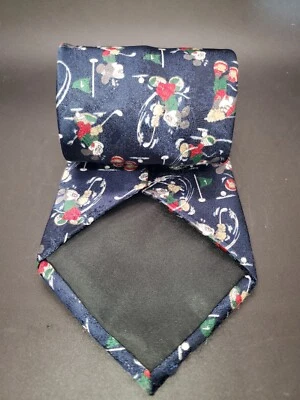 Vintage Disney Golfing Tie Mickey Mouse & Co Atlas Design Red 100% Polyester  - Image 1 of 4