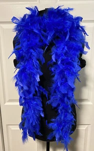 Blue 40 gram Chandelle Feather Boa 5ft Wedding Party Mardi Gras Dance - Picture 1 of 2