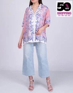 RRP€695 ZIMMERMANN Silk Postcard Oversize Shirt AU1 US6 UK10 S Floral Collared - Picture 1 of 10