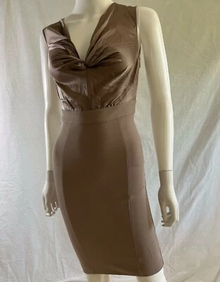 Guess By Marciano Women Dress Pencil Cocktail Brown Sleeveless Slim Fit Zip 0 - Image 1 of 4