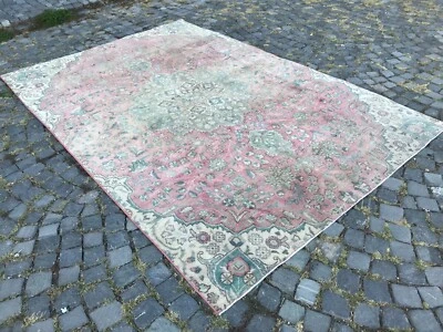 Alfombra antigua turca alfombra bohemia alfombra Oushak alfombra vintage alfombra de lana hecha a mano Foto 1 de 4