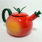 Vintage Whistling Teapot Glossy Tomato Enamel EQUUS Premium Red-orange