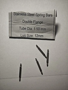 4 New Springbars Spring Bars 12mm Double Flanged Stainless Steel 1.50mm Diameter - Picture 1 of 1