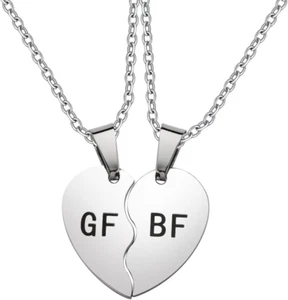 Matching Boyfriend and Girlfriend Necklace Bf Gf Couple Gifts for Him and Her Bo - Picture 1 of 12