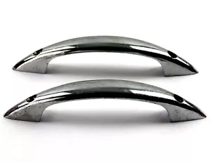 Vintage Pair Kitchen Cabinet Drawer Pulls Handles Mid Century Chrome Retro C5 - Picture 1 of 7