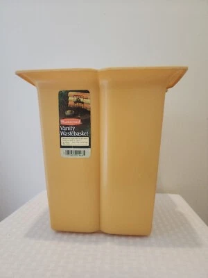 Cesta de basura retro de oro amarillo Rubbermaid 1979 vintage tulipán acanalada Foto 1 de 4