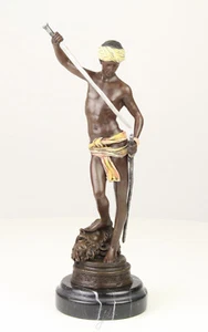 9973293-d Bronze Sculpture Figure David `S Sieg Over GOLIATH Coloured - Picture 1 of 3