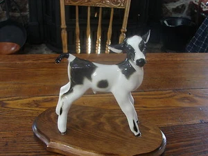 Lomonosov Porcelain Bull Calf on Wooden Base - Picture 1 of 8