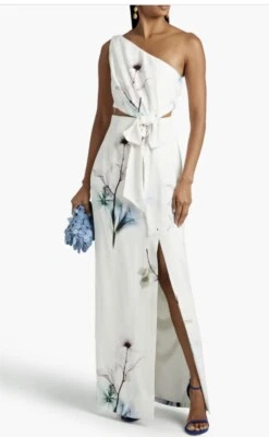 MLMonique Lhuillier платье вырез макси потрясающий цветочный размер 14 $745 - Изображение 1 из 4