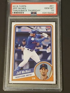 2019 Topps Throwback Thursday PSA 10 Jeff McNeil RC Rookie Mets - Picture 1 of 2