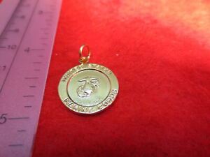 14 KT GOLD PLATED  MARINE CORPS/ ST.CHRISTOPHER TWO SIDED MILITARY CHARM