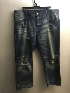 Richie Le Collection Mens Denim Jeans Distressed Size 36 Blue - Picture 1 of 11