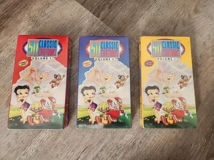 50 Classic Cartoons Volume 1 2 3 VHS Tapes Lot Of 3 1997 Animation  Sealed - Picture 1 of 3