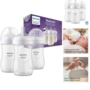 3-Pack Philips Baby Milk Bottles 260ml - Ergonomic, Dishwasher Safe & Vented - Picture 1 of 8