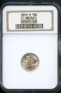 NGC - Mercury Dime - 10c - 1944 S - MS - 66 - Picture 1 of 2