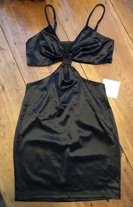 New Just Quella Women’s Black Stretch Halter Cocktail Mini Dress Size Small NWT - Picture 1 of 11