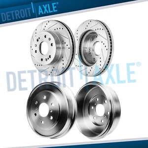 Front Drilled Brake Rotors Rear Brake Drum for 2005 - 2008 Silverado Sierra 1500 - Picture 1 of 7