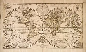 A4 Reprint of Old Maps 1676 Reprinted French Map Of World Planisphere - Picture 1 of 1
