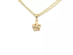Auténtico Denny Wong Oro Amarillo 14 K Plumeria Flor, Colgante de Diamante - Imagen 1 de 5