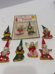 Vintage Paket 2 Stick On Ornamente 6 zusätzliche Dekorationen Weihnachten MCM LESEN - Bild 1 von 2