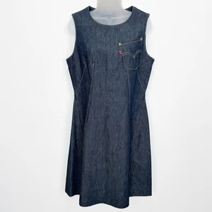 Vtg Levis Dress Womens Large Blue Engineered Dark Denim Y2K 1999 Cool Western - Picture 1 of 19