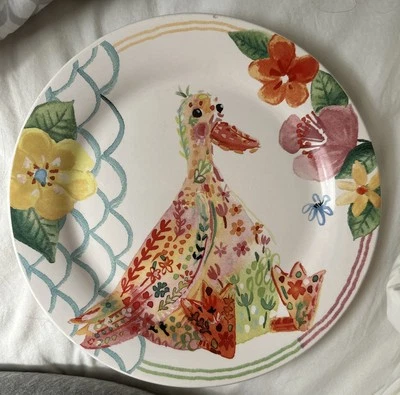 Pier 1 Ironstone Hello Spring Salad Plate Duck Replacement Colorful 1 Plate SEE - Image 1 of 4