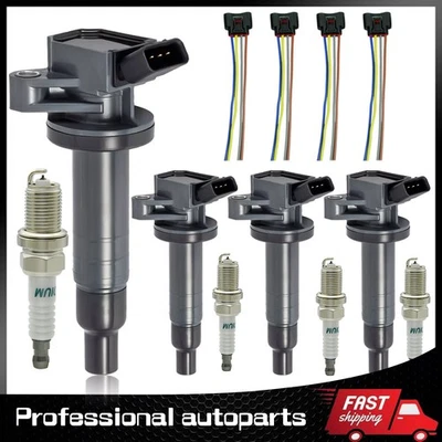 Set of 4 Ignition Coil + Spark Plug UF247 fit 2000-08 Toyota Corolla Celica 1.8L - Image 1 of 4