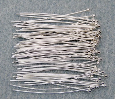 100 pasadores de CABEZA DE EXTREMO DE BOLA de latón chapado en plata calibre 22 de 1,75" pulgadas sin plomo sin níquel Foto 1 de 4