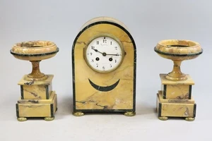 3tlg Art Deco Kommodenuhr 2 Beisteller Marmor 1920er Jahre (MVL4607) - Bild 1 von 14