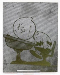 Rare Vintage PEANUTS CHARLIE BROWN Micro Metal Photo Engravers' Plate - Imagen 1 de 5