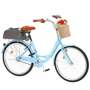 24" Adult Cruiser Beach Bike Bicycle Single Speed Adjustable Seat with Basket - Picture 1 of 13